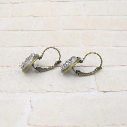 Gunmetal Druzy Earrings - Druzy Dangle Earrings