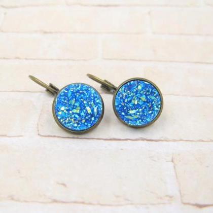 Blue Druzy Earrings - Druzy Dangle ..