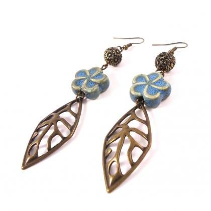 Flower Ethnic Earrings - Summer Boho Jewelry -..