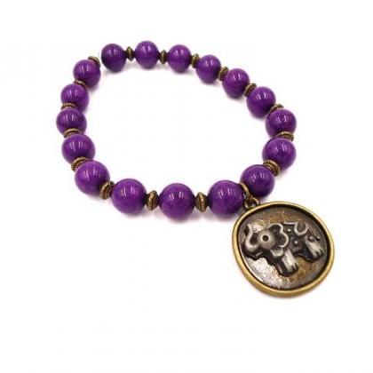 Purple Jade Bracelet - Wife Gift - Gift For Her -..
