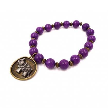 Purple Jade Bracelet - Wife Gift - Gift For Her -..