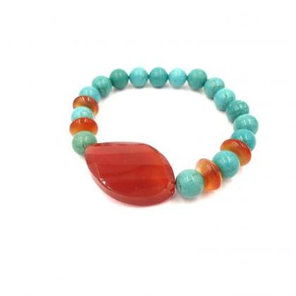 Healing Bracelet - Carnelian Jewelry - Blue Orange..