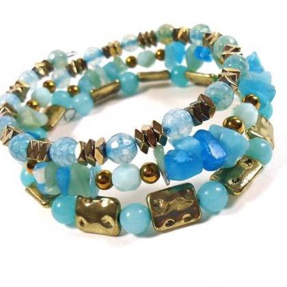 Gold Boho Wrap - Turquoise Boho Bracelet - Boho..