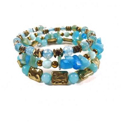 Gold Boho Wrap - Turquoise Boho Bracelet - Boho..
