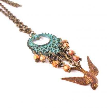 Gold Bird Necklace - Layering Necklace - Bird..