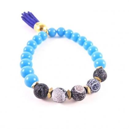 Blue Tassel Bracelet - Blue Jade Br..