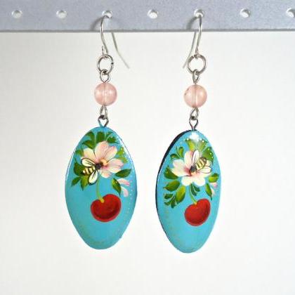 Wooden Jewelry - Boho Earrings - Flower Earrings -..