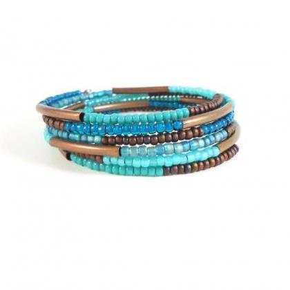 Sea Charm Bracelet - Beach Jewelry - Boho Blue..