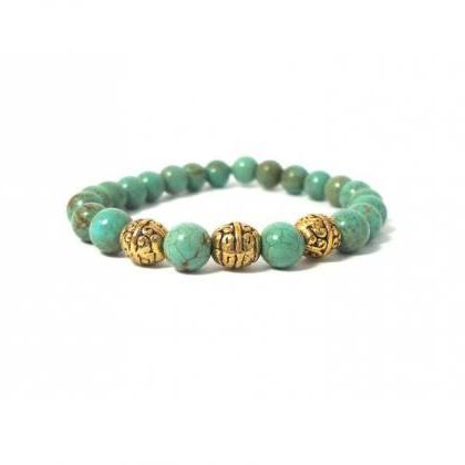 Turquoise & Gold Bracelet, Turquois..