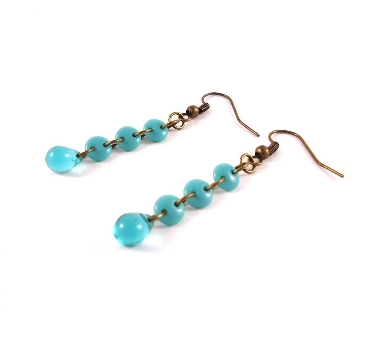 Boho Dainty Earrings - Gypsy Dainty Earrings - Dainty Boho Jewelry - Turquoise Small Earrings - Boho Small Earrings - Blue Minimalist Earrin