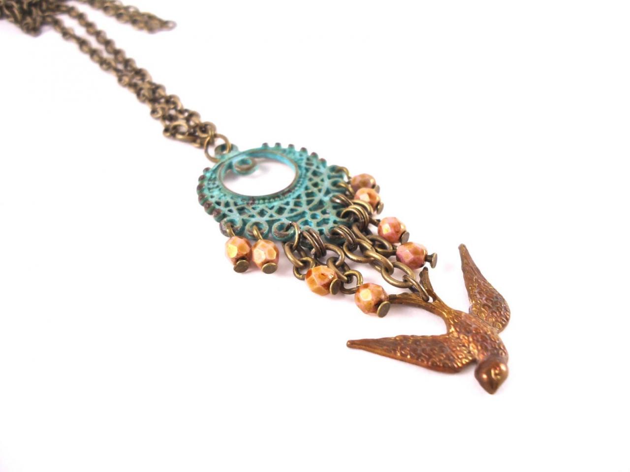 Gold Bird Necklace - Layering Necklace - Bird Pendant - Sparrow Necklace - Dove Necklace - Swallow Pendant - Tiny Bird Necklace