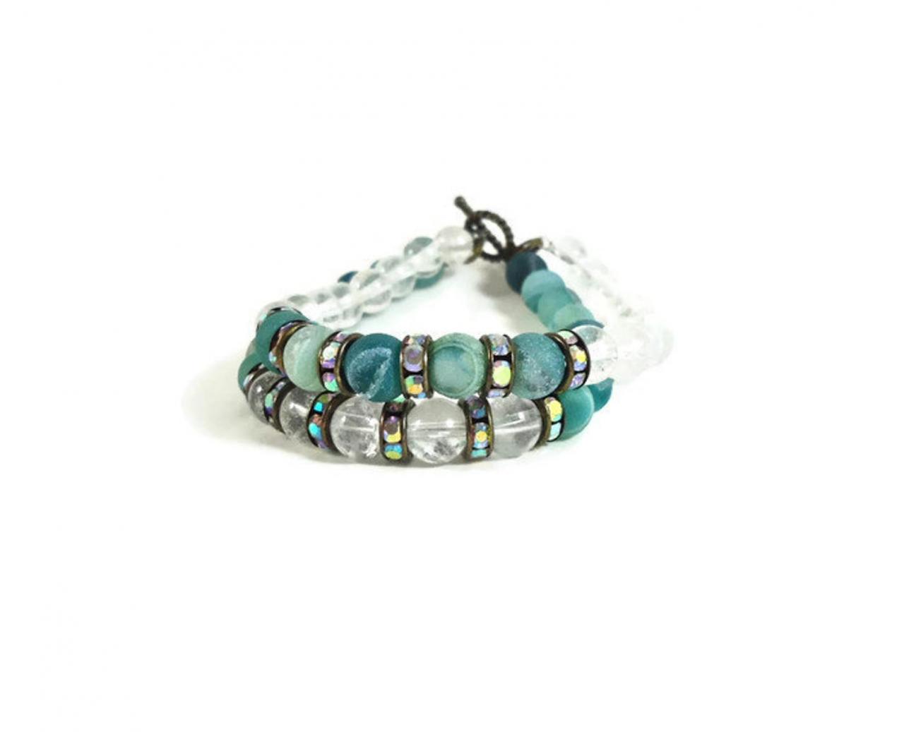 Druzy Boho Jewelry - Statement Bracelet - Layered Bracelet - Druzy Bracelet - Geode Bracelet - Green Everyday Jewelry - Druzy Boho Bracelet