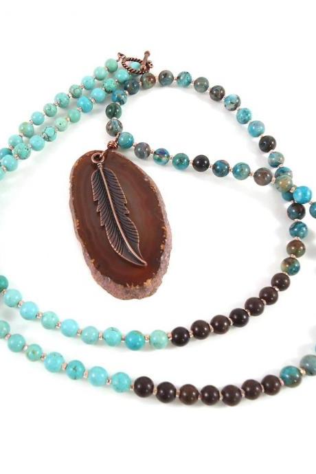Turquoise Mala Necklace - Long Yoga Necklace - 108 Mala Prayer Beads
