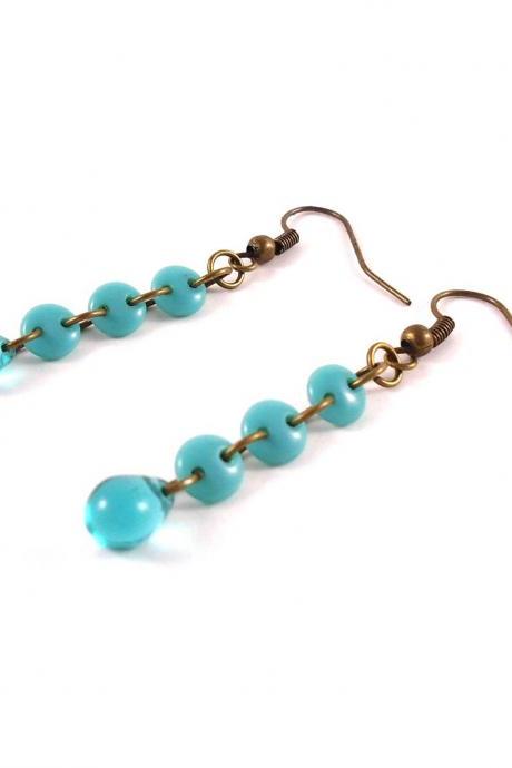 Boho Dainty Earrings - Gypsy Dainty Earrings - Dainty Boho Jewelry - Turquoise Small Earrings - Boho Small Earrings - Blue Minimalist Earrin