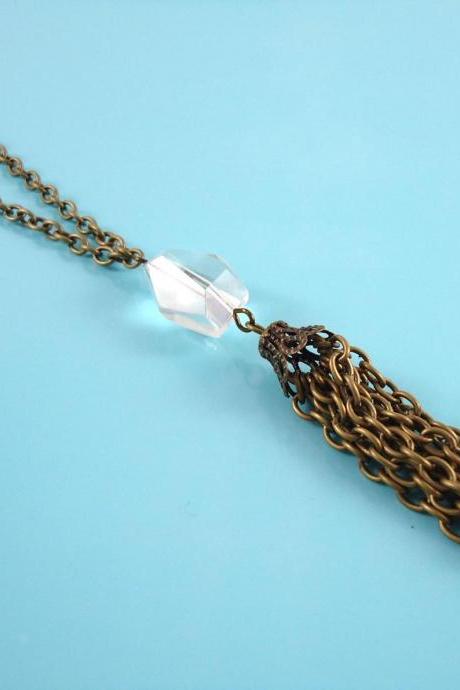 Everyday Boho Necklace - Festival Tassel Necklace - Boho Everyday Jewelry - Quartz Tassel Necklace - Quartz Tassel Jewelry - Tassel Boho