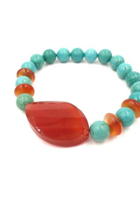 Healing Bracelet - Carnelian Jewelry - Blue Orange Jewelry - Carnelian Chakra - Adjustable Bracelet - Women Orange Bracelet - Carnelian Brac