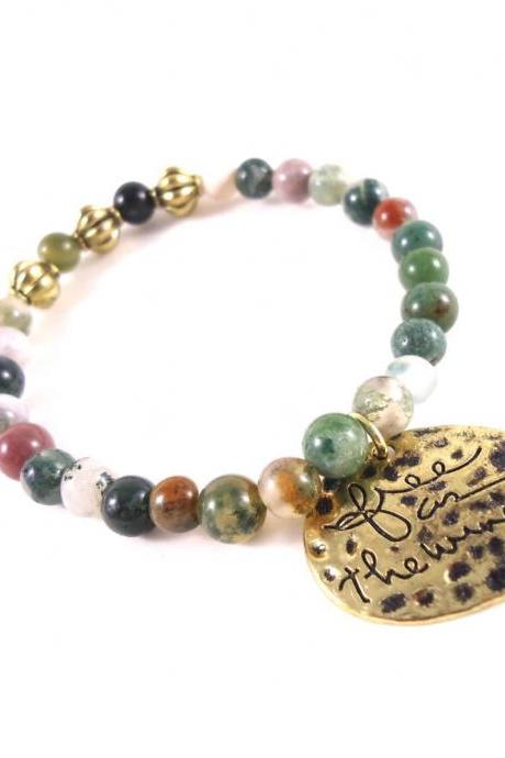 Energy Bracelet - Motivational Gift - Meditation Bracelet - Quote Bracelet - Jasper Bracelet - Jasper Beaded Jewelry - Simple Stone Jewelry