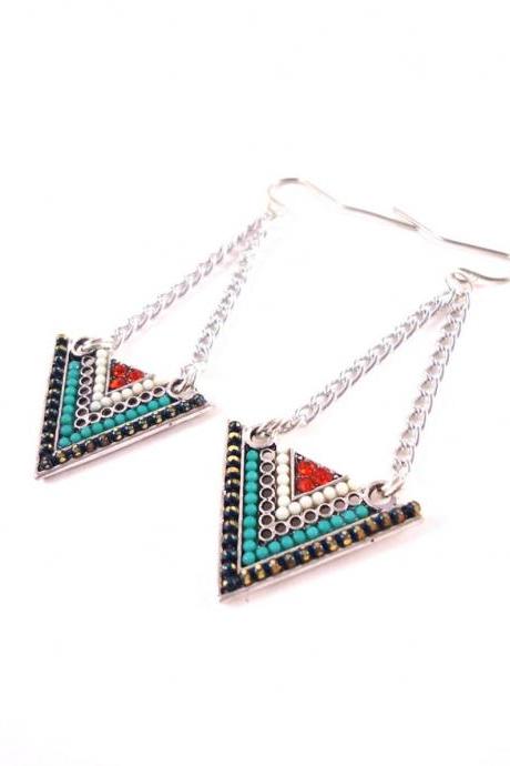 Triangle Earrings - Chevron Earrings - Geometric Earrings - Geometric Jewelry - Arrow Earrings - Tribal Earrings - Aztec Style Earring