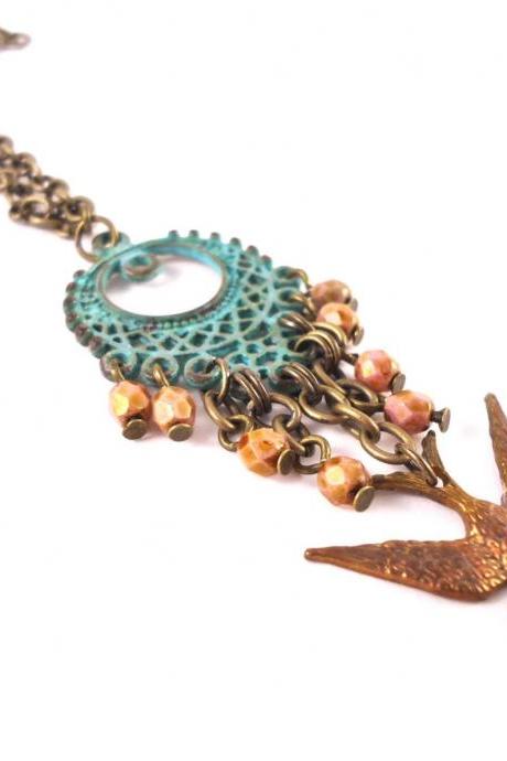 Gold Bird Necklace - Layering Necklace - Bird Pendant - Sparrow Necklace - Dove Necklace - Swallow Pendant - Tiny Bird Necklace