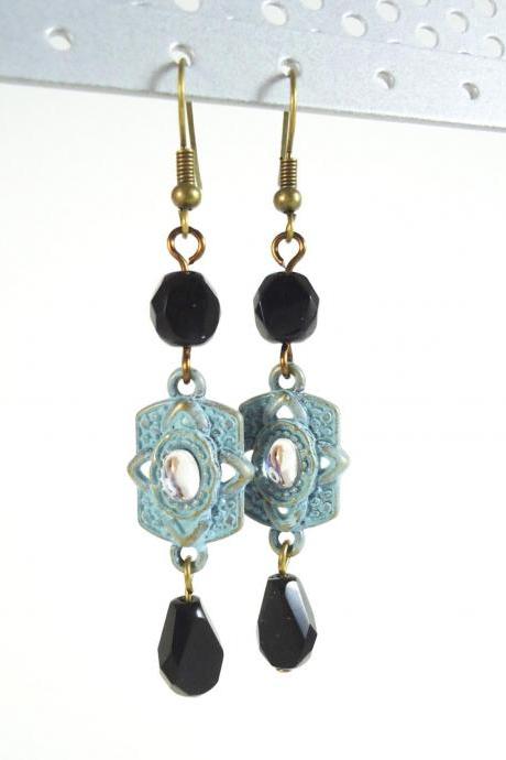 Long Earrings - Gift for Her - Blue Earrings - Black Earrings - Teardrop Earrings - Blue Boho Earrings - Modern Earrings - Modern Jewelry